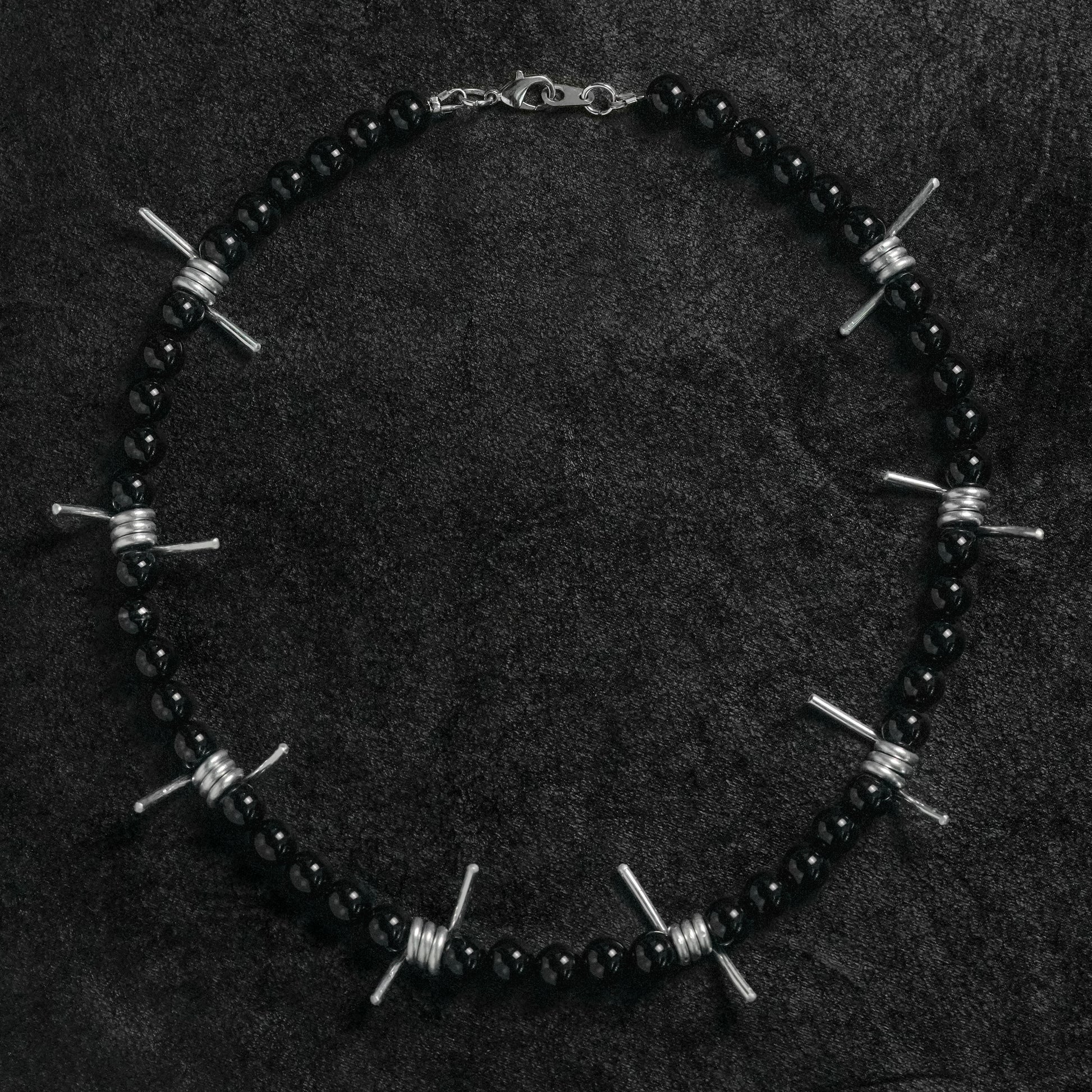 Barbed Wire Pearl Necklace - Black