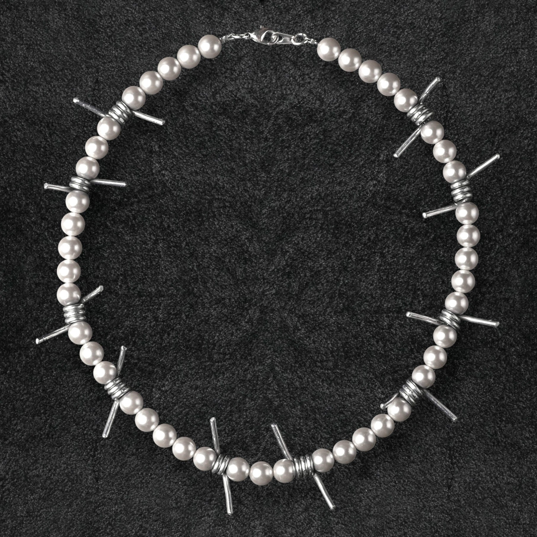 Barbed Wire Pearl Necklace - White